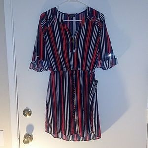 Red, White, And Navy Striped dress